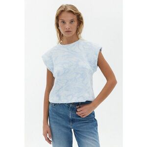 Pulover fara maneci cu model - Albastru pastel imagine