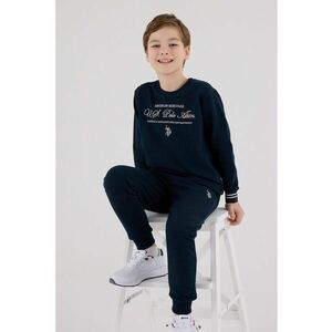 Set de bluza de trening din amestec de bumbac cu pantaloni de trening cu logo brodat - Albastru ultramarin/Alb murdar imagine