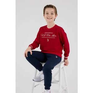 Set de bluza de trening din amestec de bumbac cu pantaloni de trening cu logo brodat - Rosu/Negru stins/Alb optic imagine