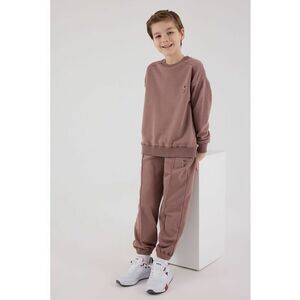 Set de bluza de trening si pantaloni de trening cu broderie discreta - Rosu stins imagine