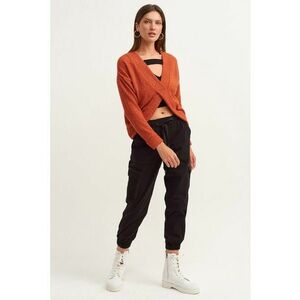 Pulover cu decolteu in V si model rasucit - Coral imagine