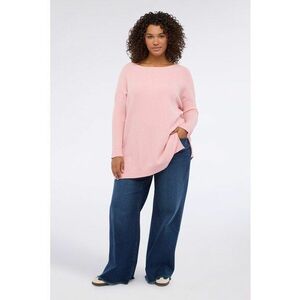 Pulover uni cu maneci striate - Roz pastel imagine