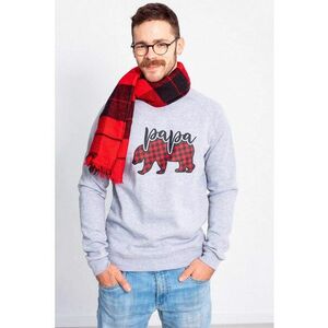 Bluza de trening cu imprimeu grafic si maneci raglan - Rosu/Gri deschis melange imagine