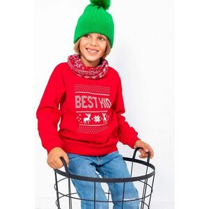 Bluza de trening cu tematica de Craciun si maneci raglan - Rosu imagine