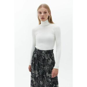 Bluza slim fit cu guler inalt si striatii - Alb murdar imagine