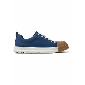 Pantofi sport de piele nabuc cu sireturi - Albastru imagine