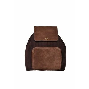 Rucsac din piele intoarsa cu insertii din material textil - Maro imagine