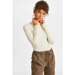 Bluza cu striatii si guler inalt - Crem imagine