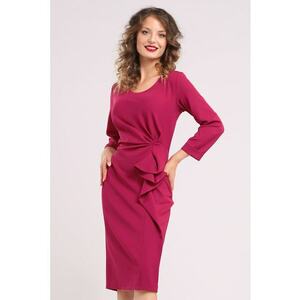Rochie midi cu franjuri si volane - Roz zmeuriu imagine