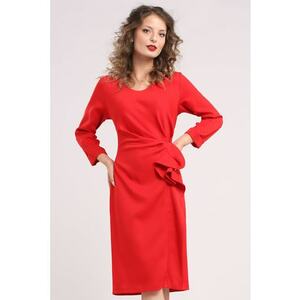 Rochie midi cu franjuri si volane - Rosu imagine