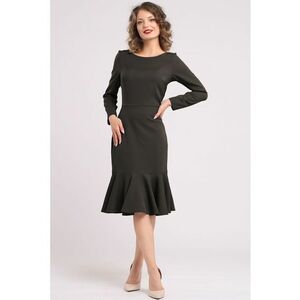 Rochie midi cu terminatie cu volane - Negru imagine
