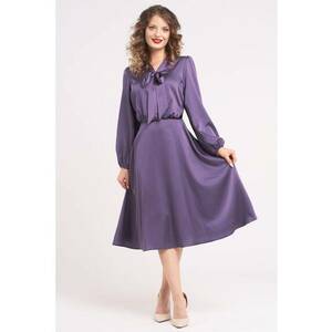 Rochie din satin cu funda din panglici - Violet prafuit imagine