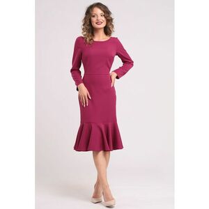 Rochie midi cu terminatie cu volane - Roz zmeuriu imagine