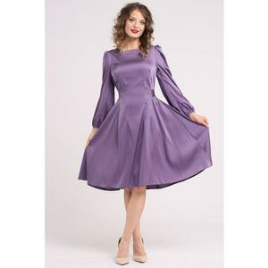 Rochie midi din matase cu croiala evazata - Violet prafuit imagine