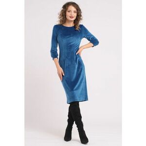 Rochie uni cu maneci lungi - Albastru pastel imagine