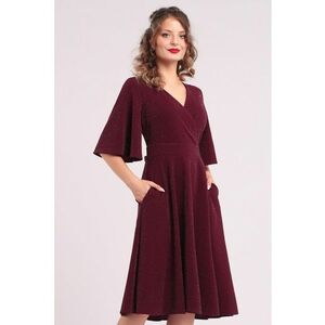 Rochie evazata cu maneci clopot - Visiniu imagine