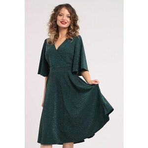 Rochie evazata cu maneci clopot - Verde imagine