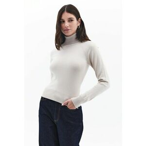 Pulover cu guler inalt si maneci raglan - Gri deschis imagine