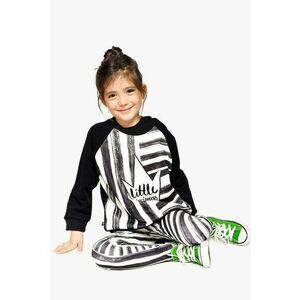 Bluza de trening cu imprimeu frontal cu model in dungi - Alb/Negru/Gri antracit imagine