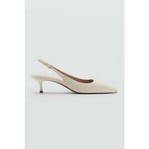 Pantofi slingback cu varf ascutit si toc kitten - Bej deschis imagine