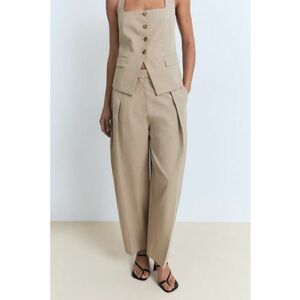 Pantaloni din lyocell cu buzunare laterale - Maro camel imagine