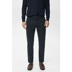 Pantaloni uni regular fit din amestec de bumbac - Bleumarin imagine