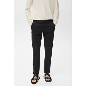 Pantaloni uni regular fit din amestec de bumbac - Negru imagine