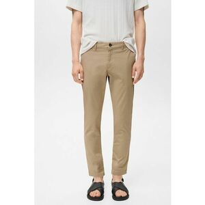 Pantaloni uni regular fit din amestec de bumbac - Maro deschis imagine