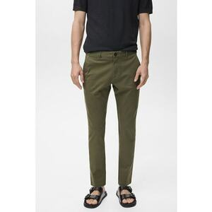 Pantaloni uni regular fit din amestec de bumbac - Verde inchis imagine