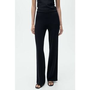 Pantaloni bootcut cu talie inalta - Negru imagine