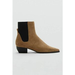 Botine din piele intoarsa - Negru/Maro deschis imagine