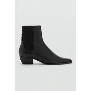 Botine din piele cu varf ascutit - Negru imagine