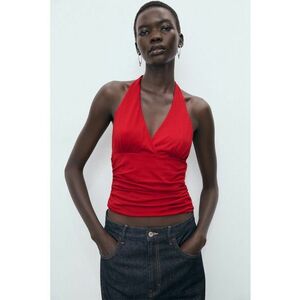 Top slim fit uni - Rosu imagine