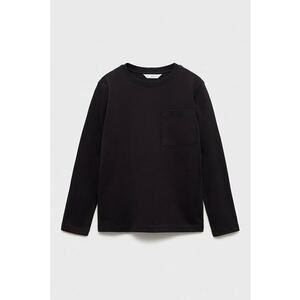 Bluza din bumbac cu buzunar pe piept - Negru imagine