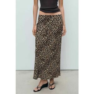 Fusta lunga cu animal print - Alb/Maro/Galben pai imagine