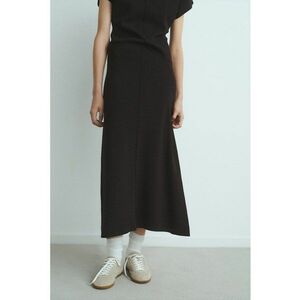 Fusta midi tricotata fin - Negru imagine