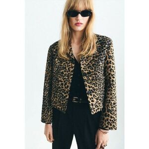 Jacheta cu animal print - Negru/Portocaliu pal imagine
