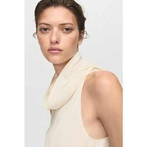 Bluza cu decolteu drapat - fara maneci - Crem imagine