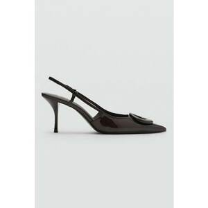 Pantofi slingback din piele ecologica - Maro inchis imagine