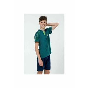 Pijama cu guler Henley - Verde imagine