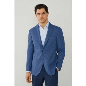 Sacou din amestec de in HM443336 - Albastru imagine