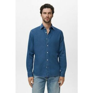 Camasa din material chambray cu maneci lungi - Albastru inchis imagine