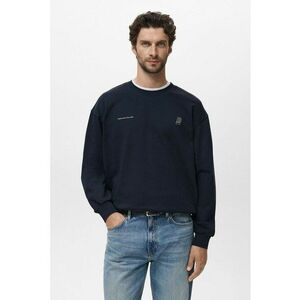 Bluza de trening cu imprimeu si maneci cazute - Alb fildes/Albastru ultramarin imagine