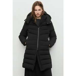 Geaca matlasata lunga cu gluga - Negru imagine