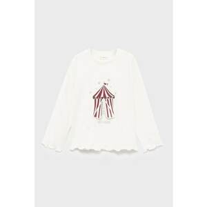 Bluza cu terminatie valurita - Alb/Visiniu/Argintiu imagine