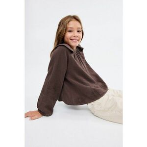 Bluza din bumbac cu broderie - Maro cognac imagine