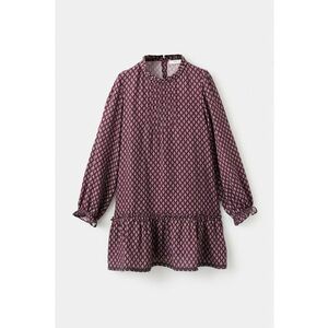 Rochie evazata cu imprimeu - Alb/Violet pruna imagine