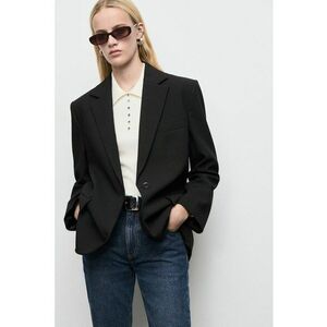 Sacou regular fit cu model uni - Negru imagine