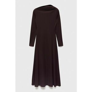 Rochie midi cu decolteu drapat - Visiniu imagine