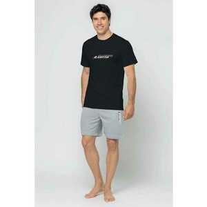 Pijama scurta cu imprimeu logo - Negru imagine